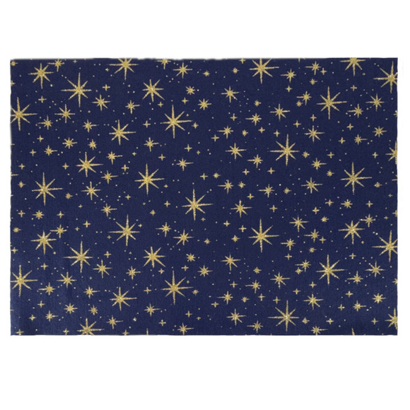 Gold Star Night on Blue Pattern Felt Sheet 16x12 Craft Projects Glitter Sewing - Picture 1 of 6